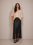 Kate Satin Skirt with Lace Hem
