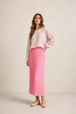 ALICE PINK SATIN PLEATED SKIRT