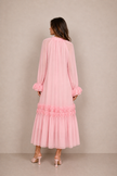 Vicky Long Floral Embellished Dress – Pink/White/Black