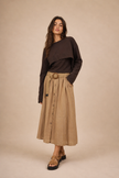 PAULINA LAYERED BROWN LONG SLEEVE TOP