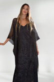 REINA METALLIC GOLD KIMONO WITH FRINGE DETAILS
