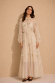 Thylane 3D Floral Chiffon Midi Dress