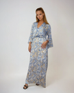 Zoe Blue Leaf Print Maxi Dress