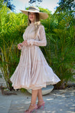 ISABELLA pleated lace midi dress