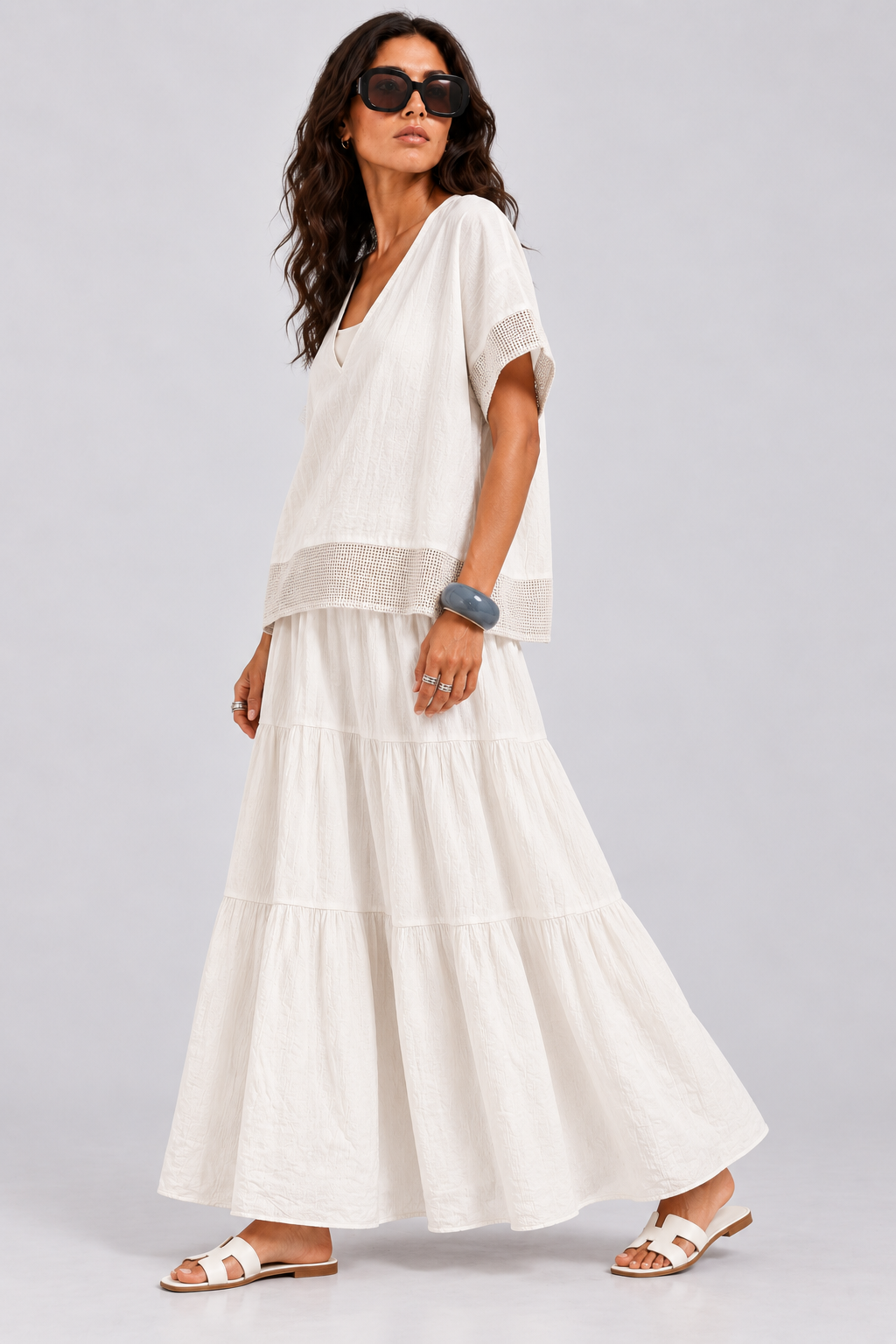 Yael Tiered Cotton Maxi Skirt