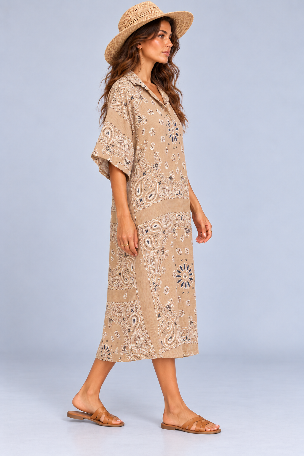 Lev Bandana Print Midi Shirt Dress