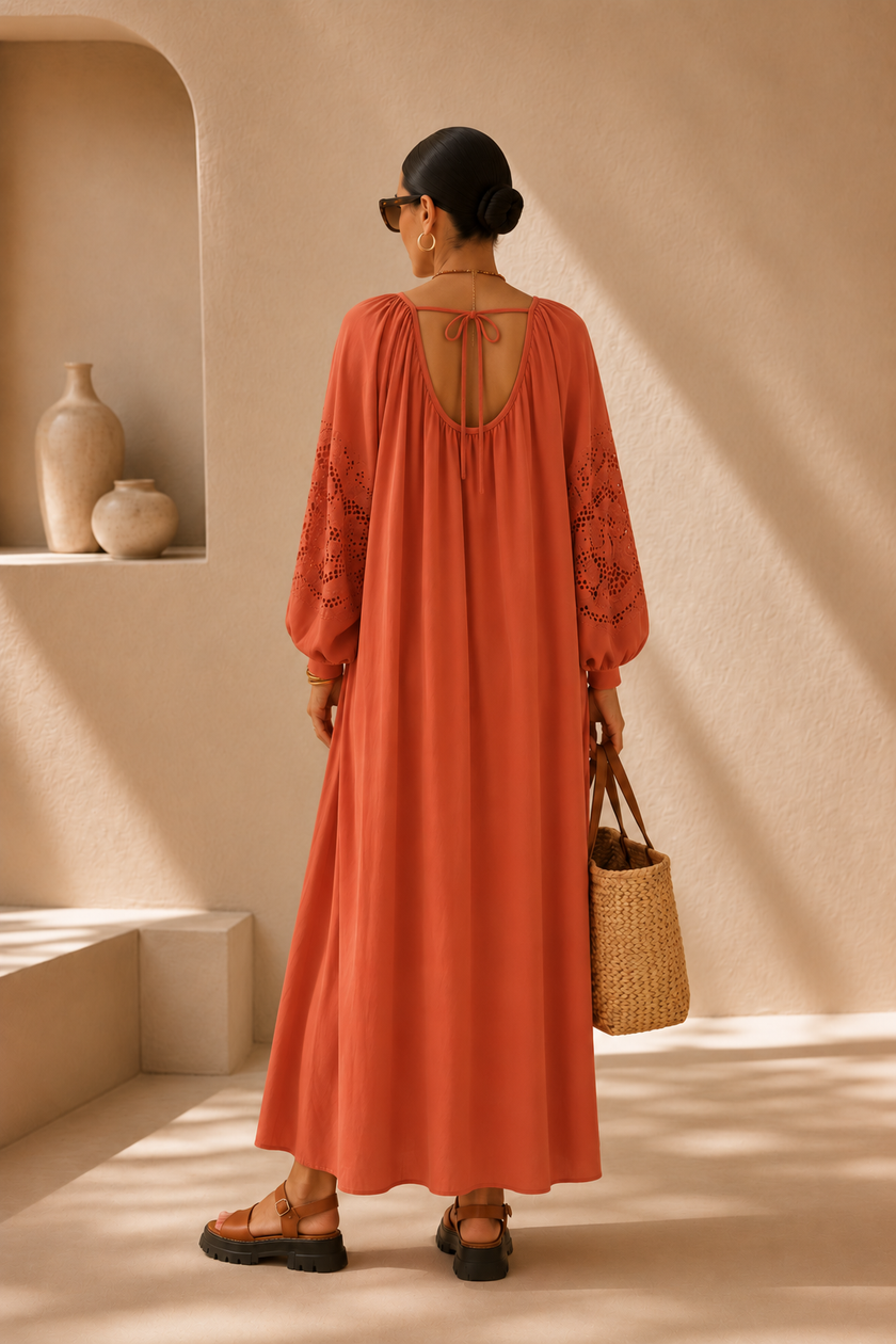 Chiara Eyelet Sleeve Maxi Dress