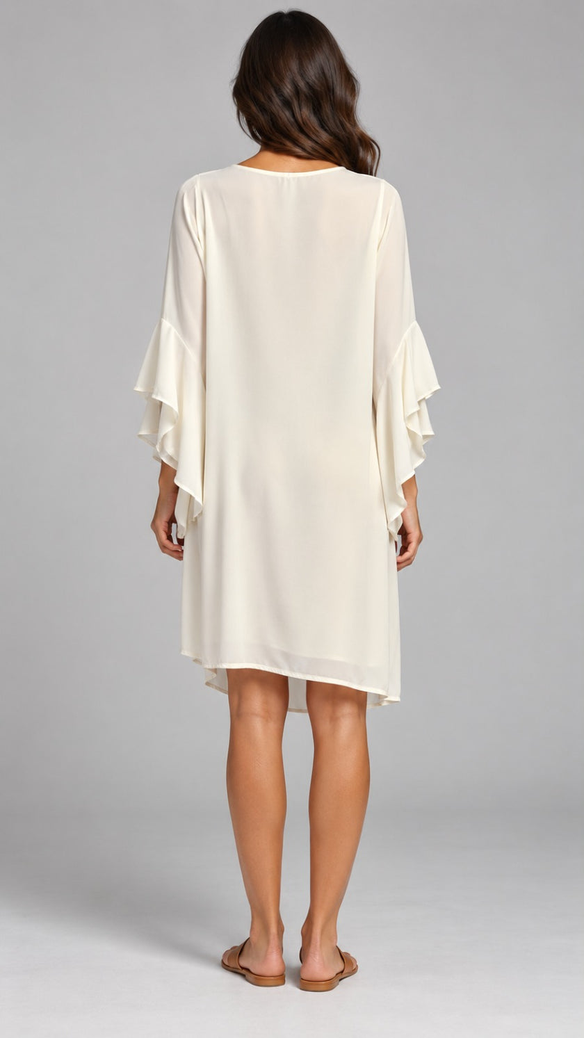 Léa Ruffle Sleeve Shift Dress