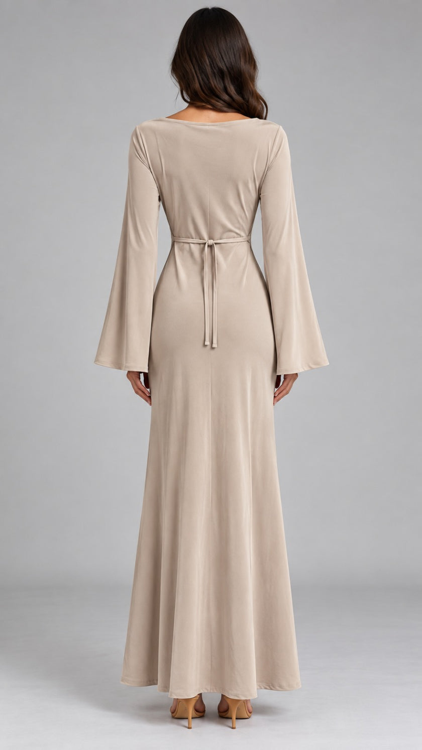 Nina Bell Sleeve Fitted Maxi Dress