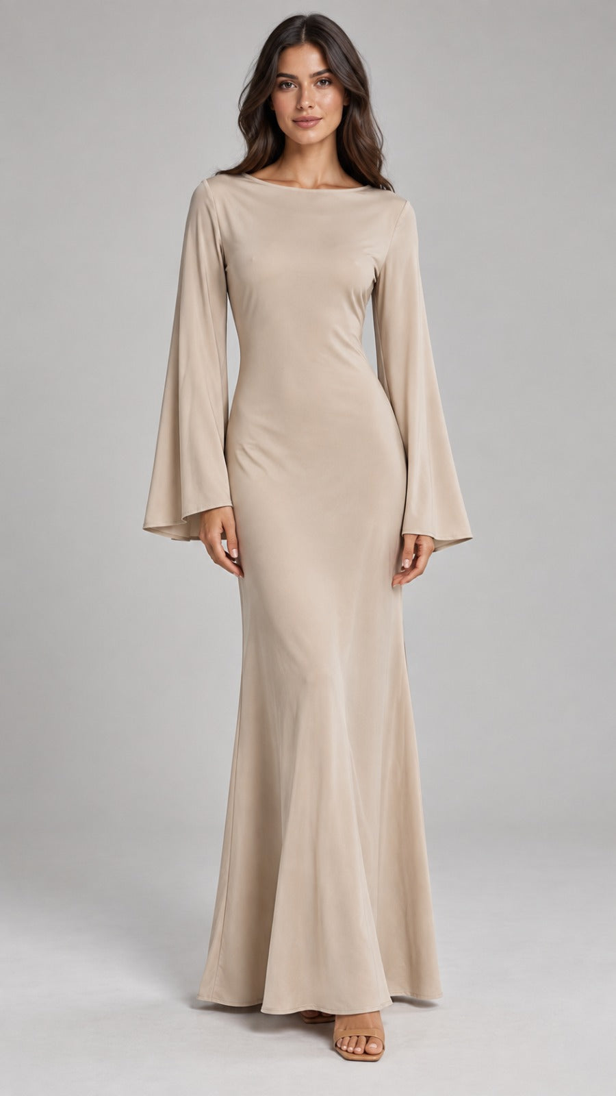 Nina Bell Sleeve Fitted Maxi Dress