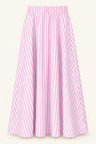 Rose Striped A-Line Midi Skirt