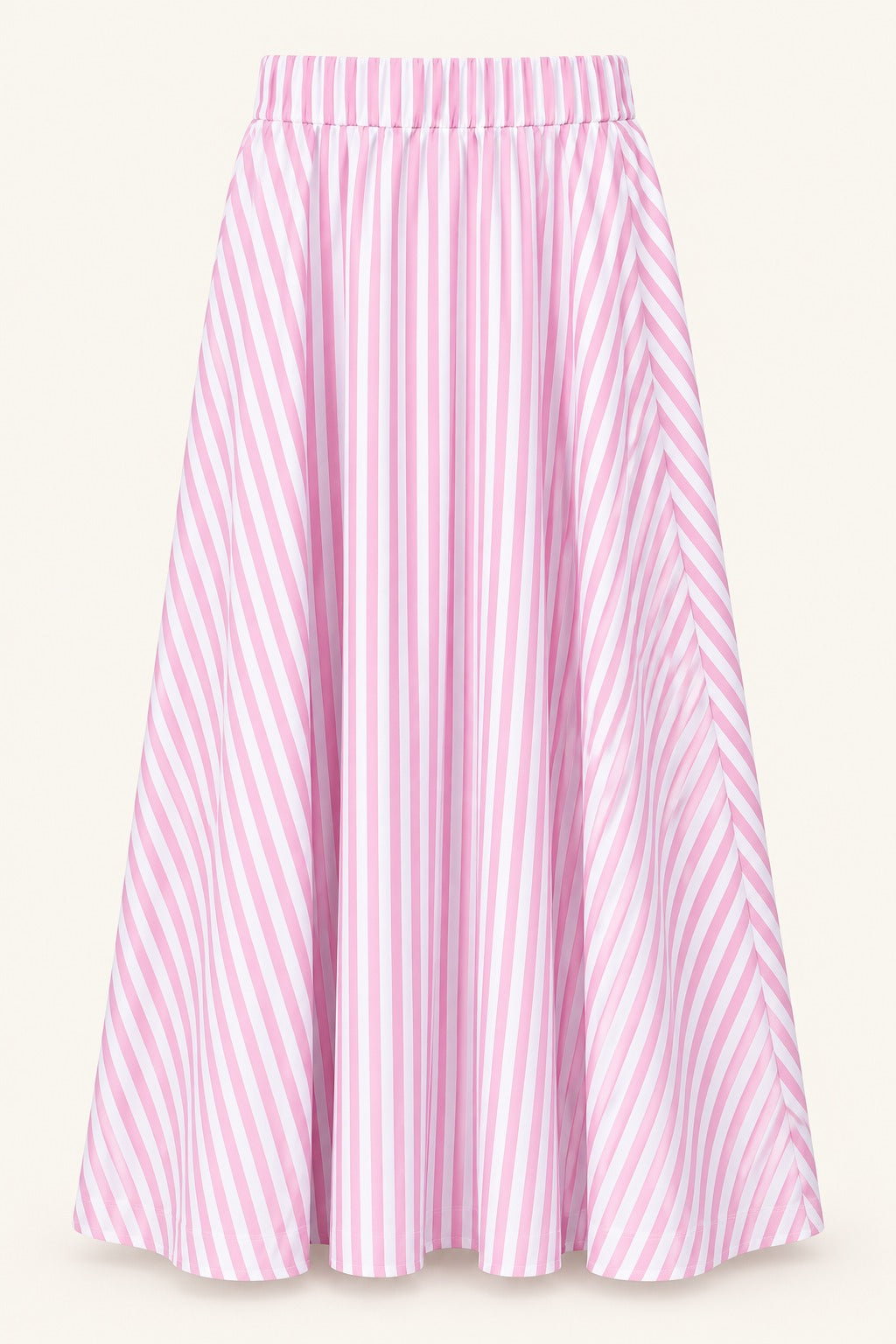 Rose Striped A-Line Midi Skirt