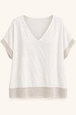 Dana Mesh Trim V-Neck Top