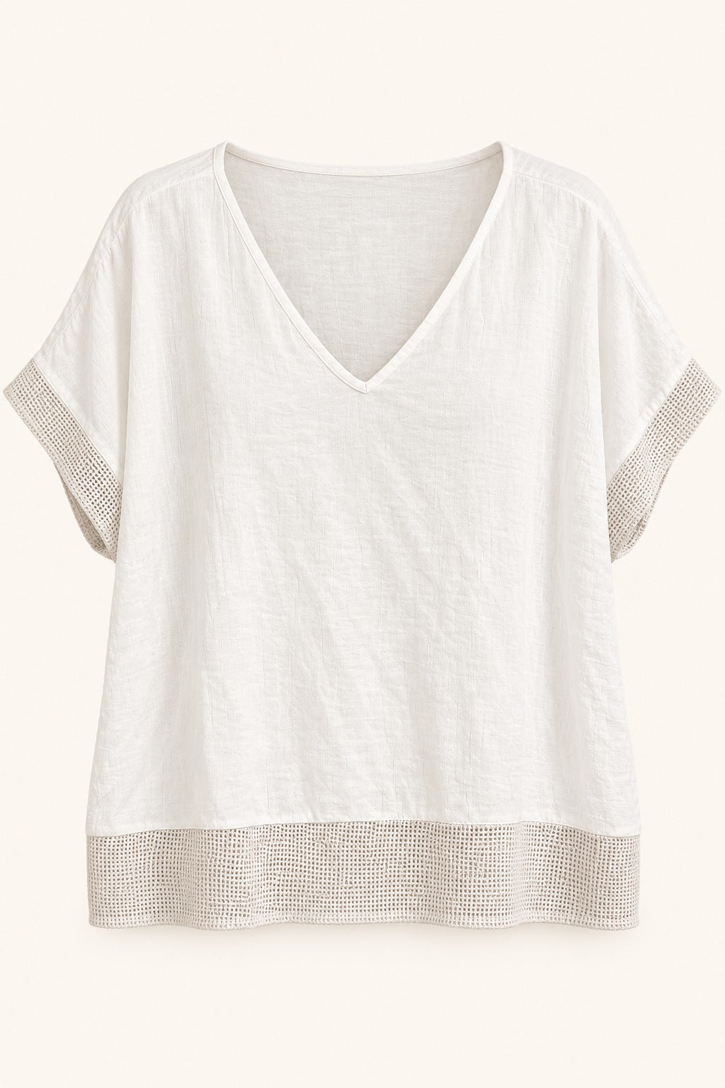Dana Mesh Trim V-Neck Top