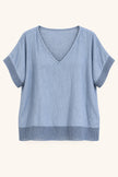 Dana Mesh Trim V-Neck Top
