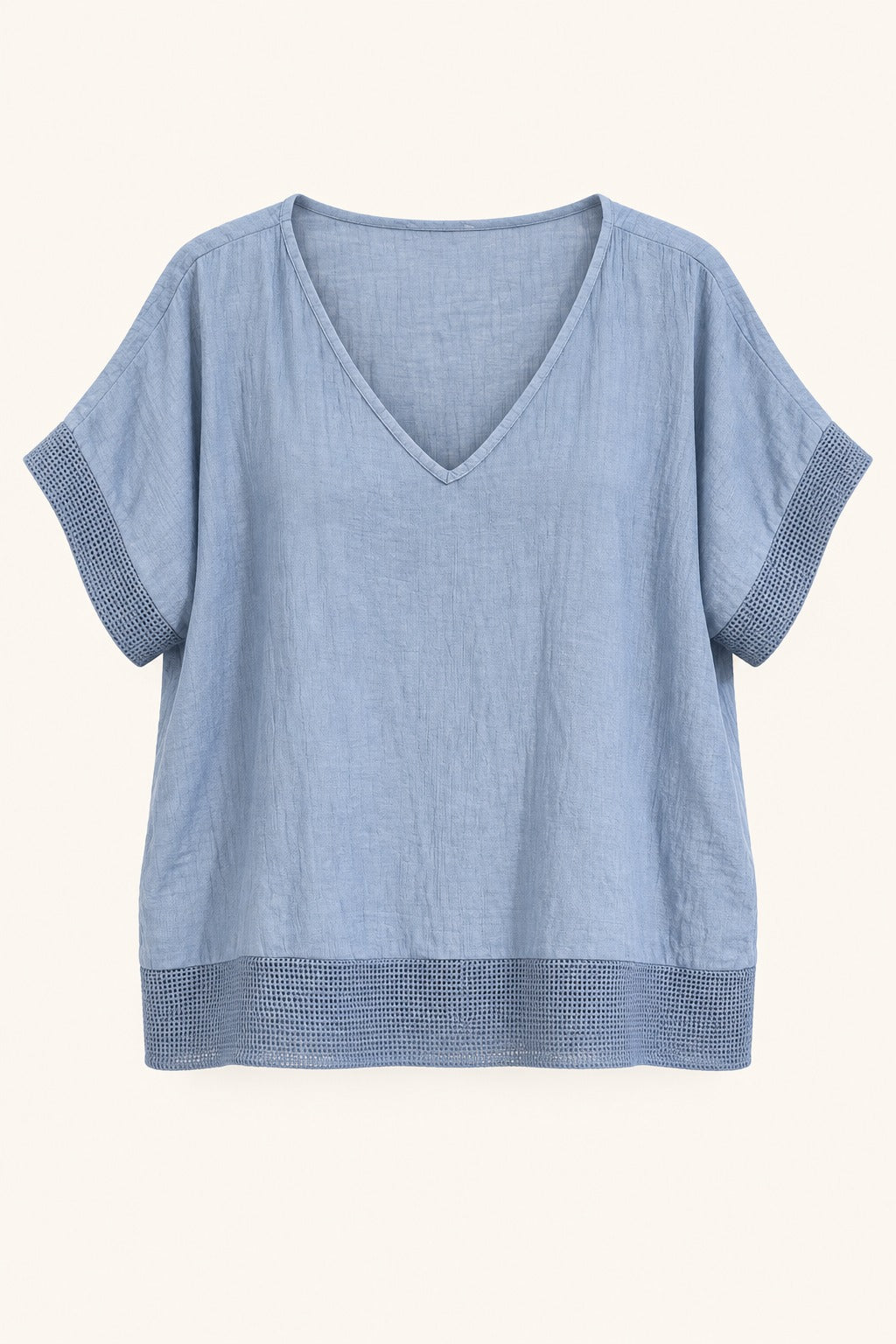 Dana Mesh Trim V-Neck Top