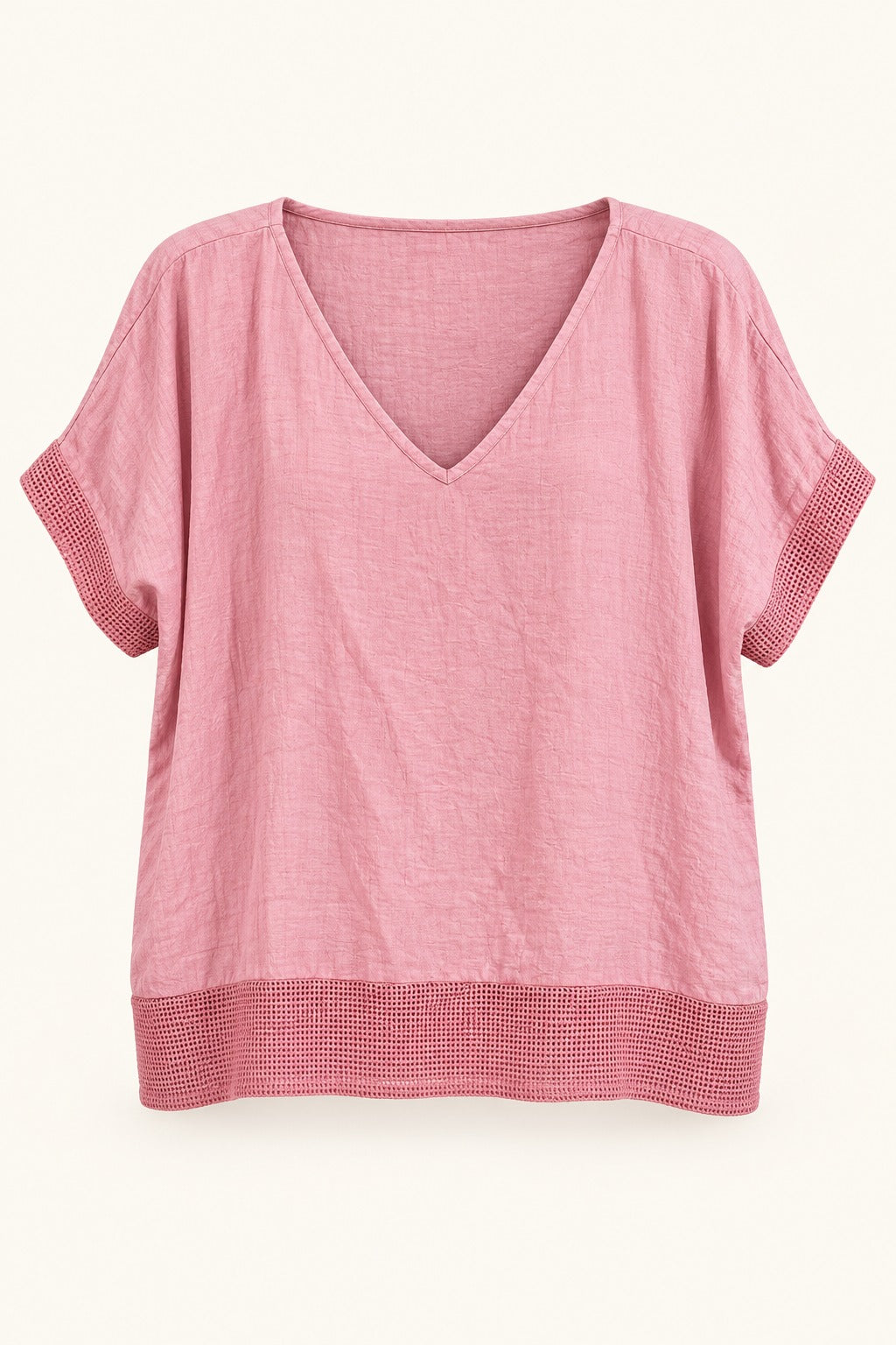 Dana Mesh Trim V-Neck Top