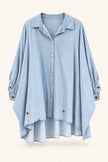 Mika Oversized Denim Grommet Shirt