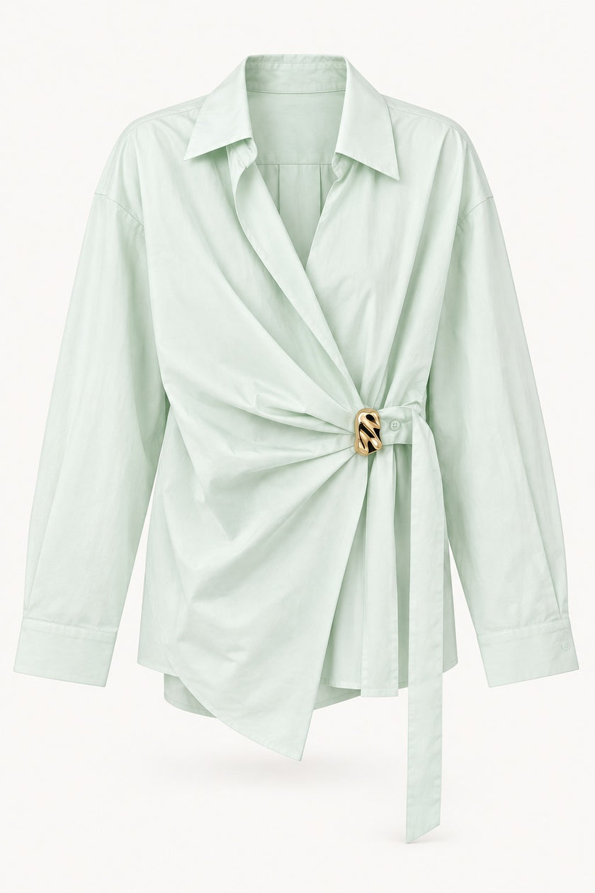 Elsa Wrap Front Cotton Shirt