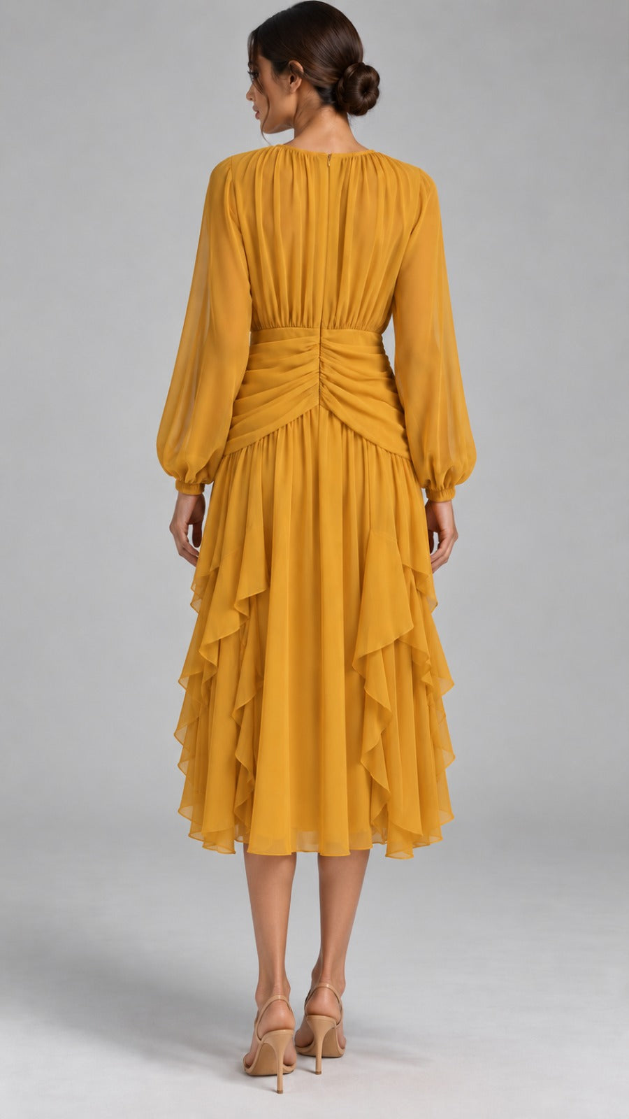 Adele Ruched Chiffon Midi Dress