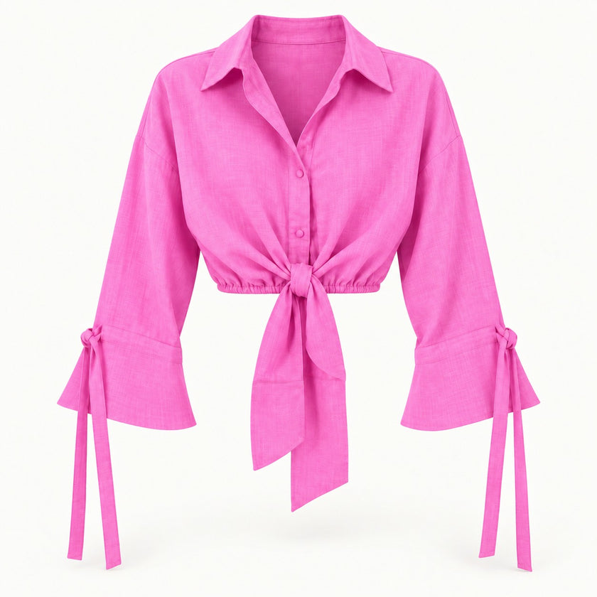 Lior Tie-Front Cropped Blouse