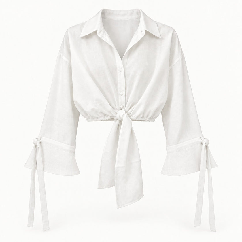 Lior Tie-Front Cropped Blouse