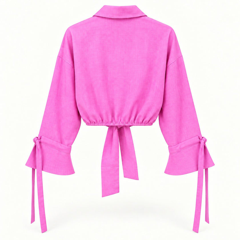 Lior Tie-Front Cropped Blouse