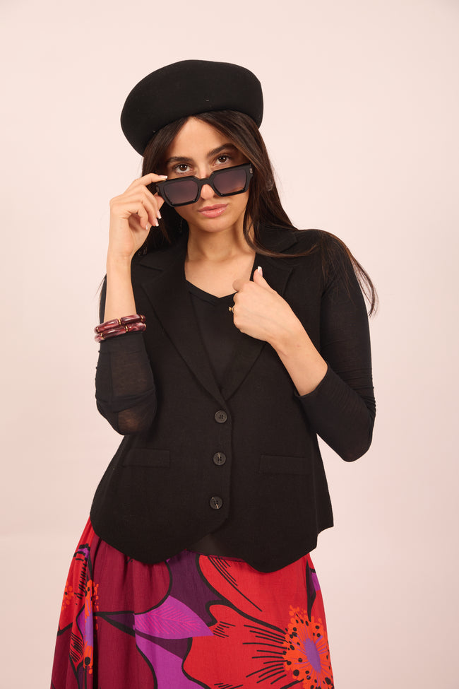 Nora Vest – Black Sleeveless Tailored Vest