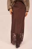 Kate Satin Skirt with Lace Hem