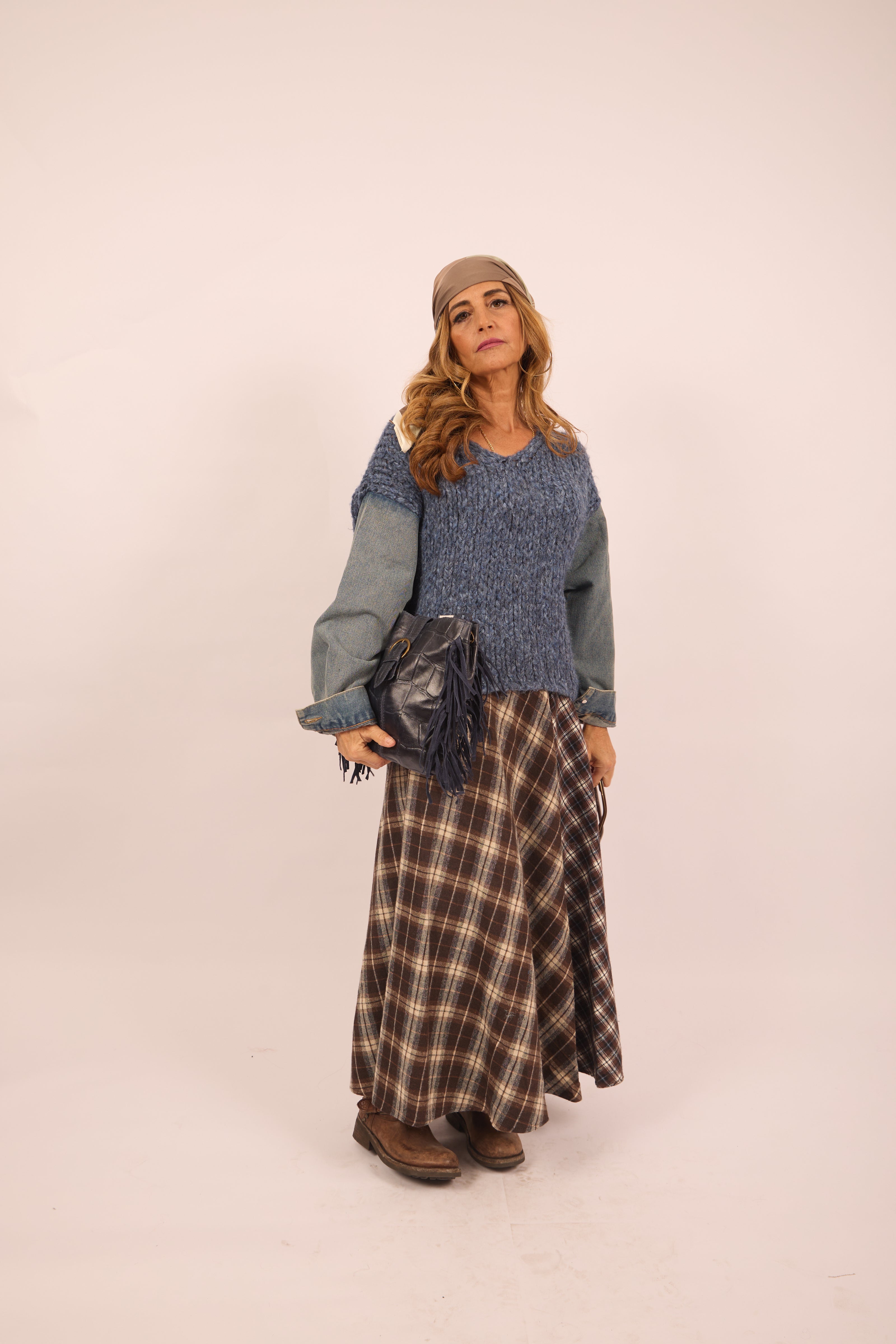 Sonia Long Flannel Plaid Skirt