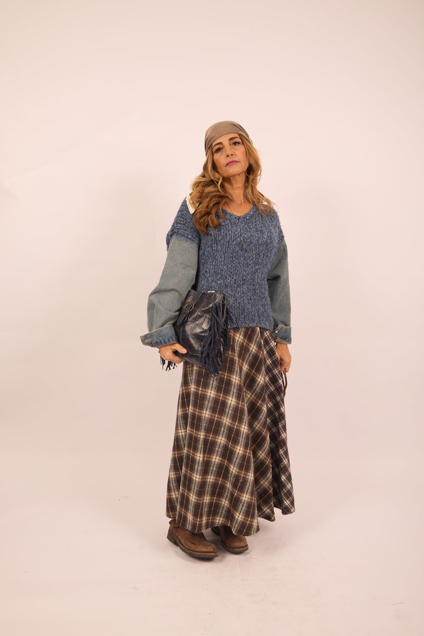 Sonia Long Flannel Plaid Skirt