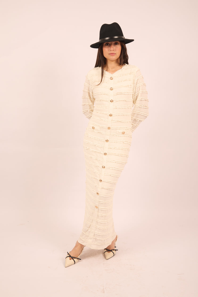 Lina Dress – Textured Button-Down Maxi Dress