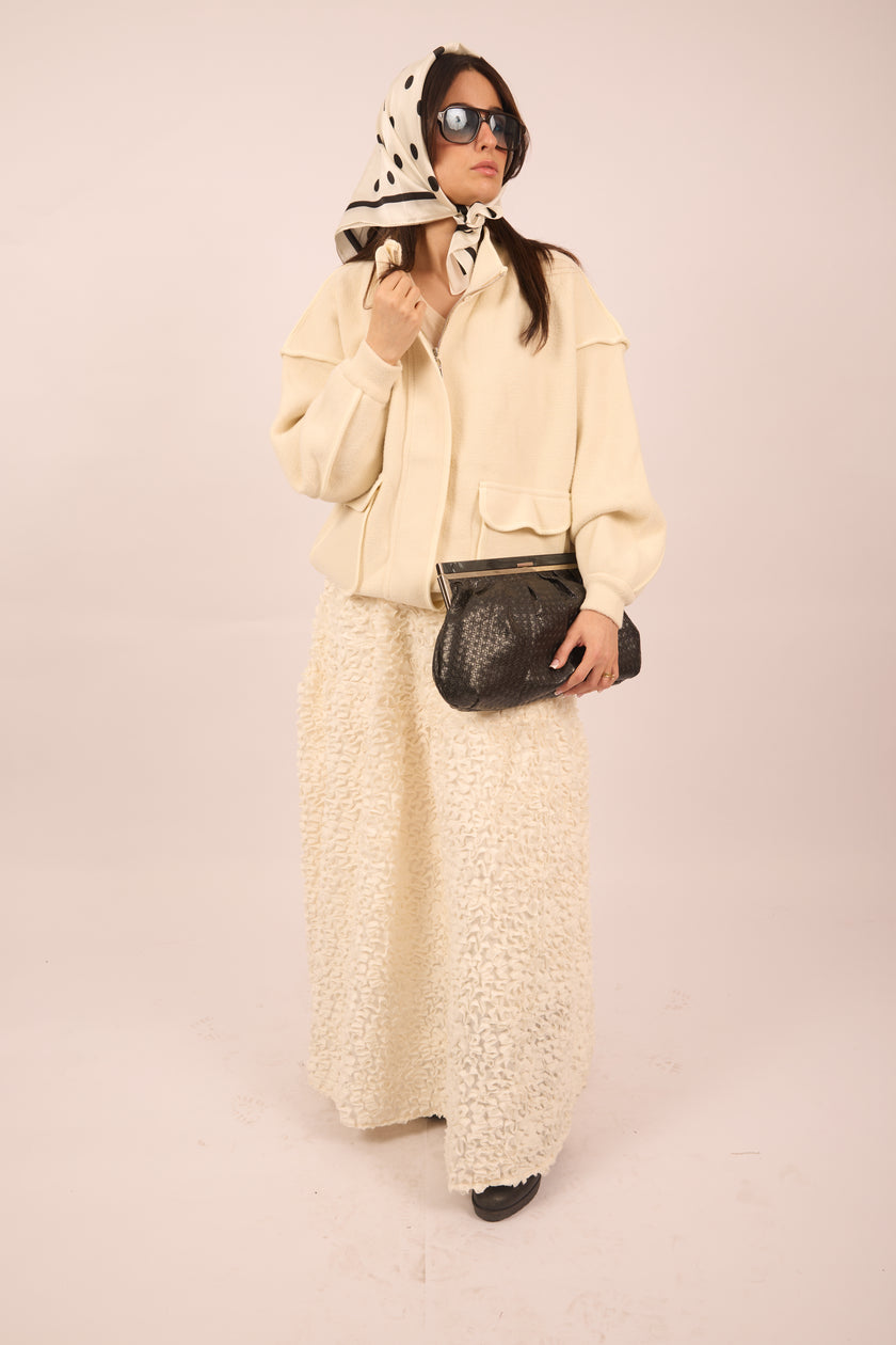 Ella Textured Ivory Maxi Skirt