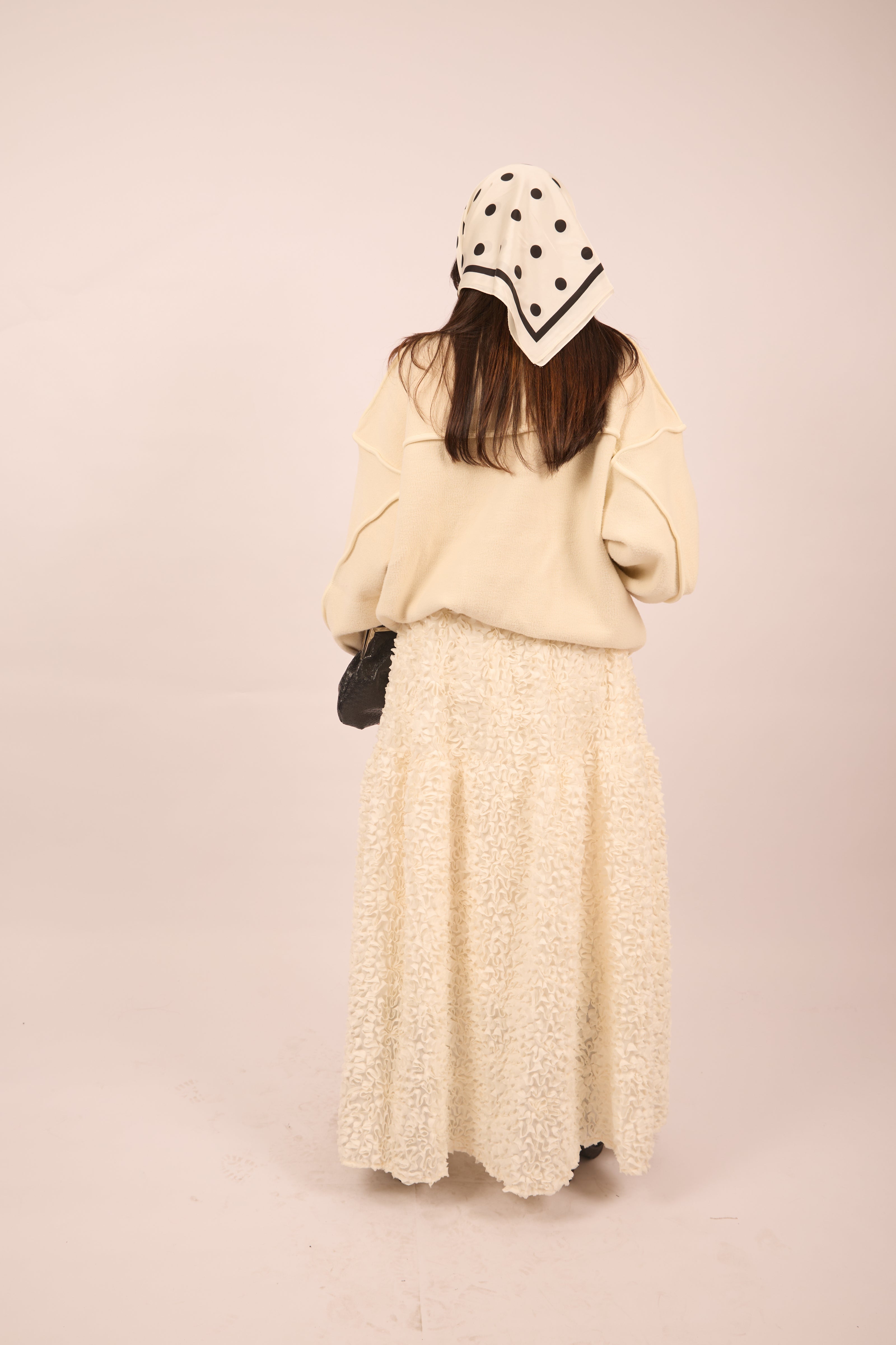 Ella Textured Ivory Maxi Skirt