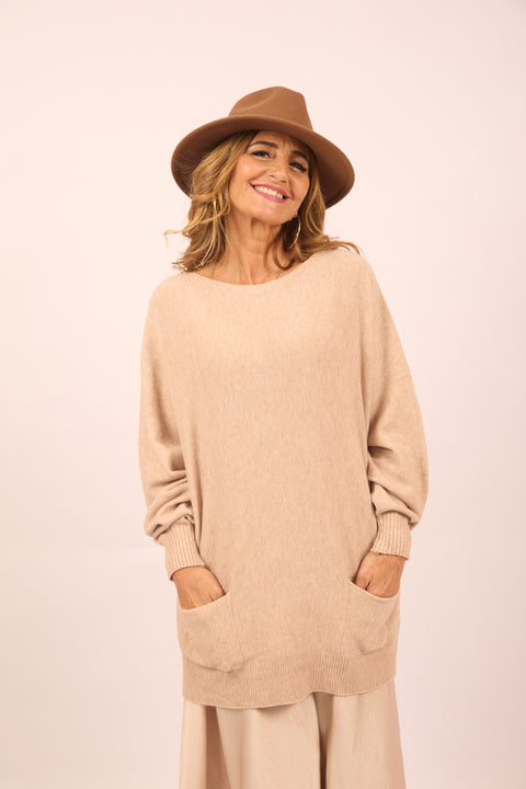 Eden Oversize Knit Top with Pocket Detail