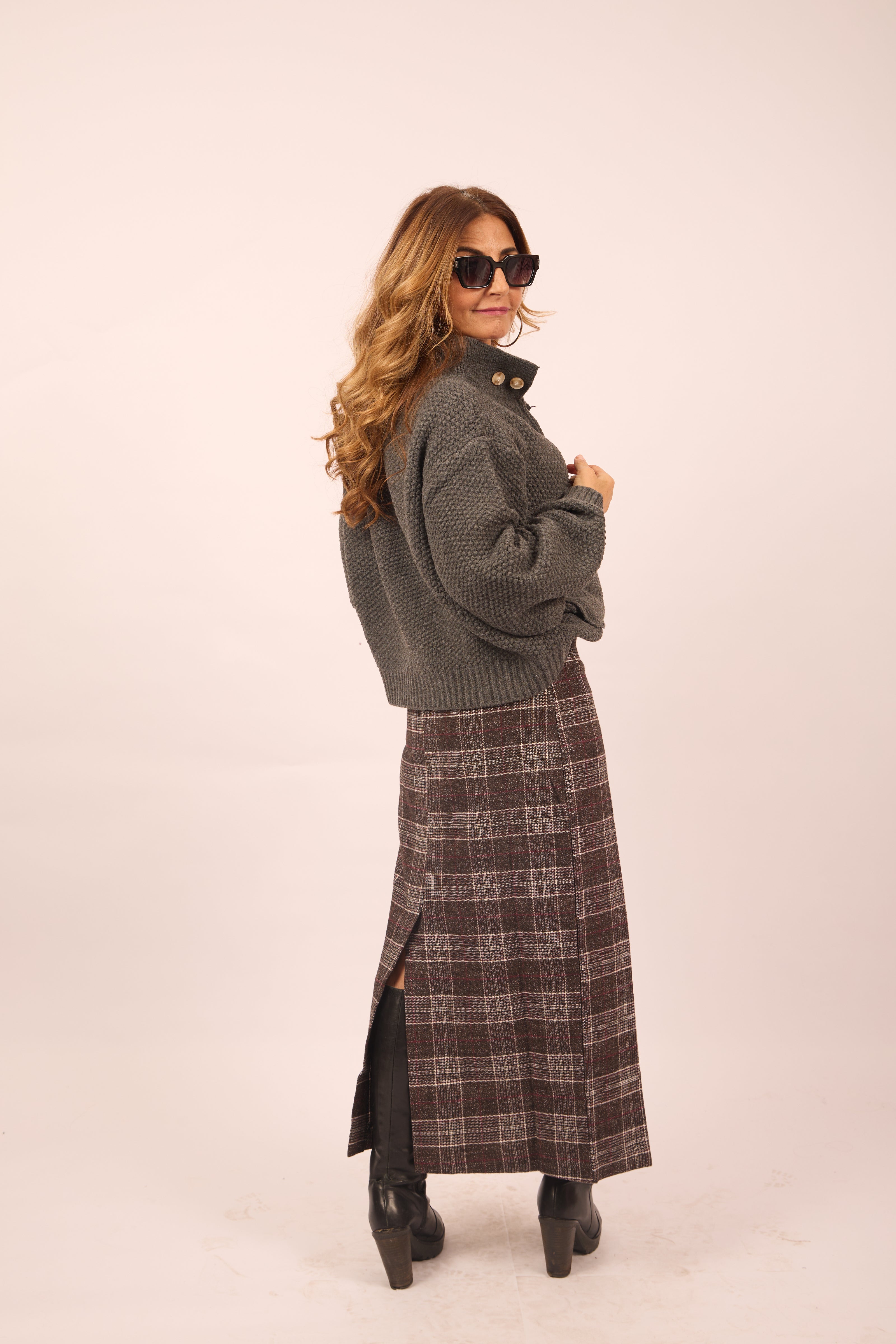 Inaya Checked Wrap Skirt
