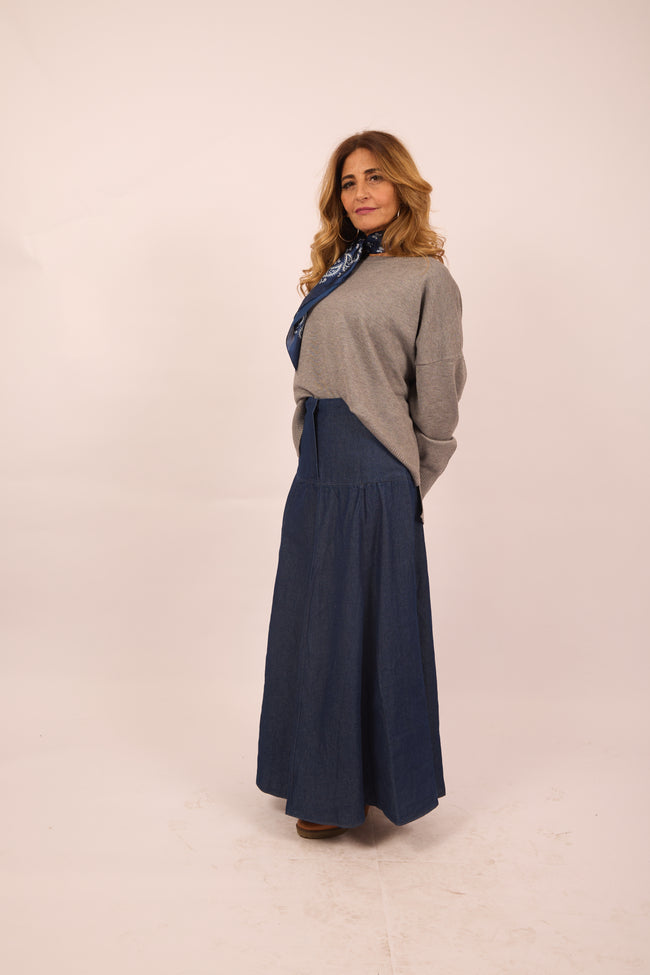 Maya Long Denim Skirt