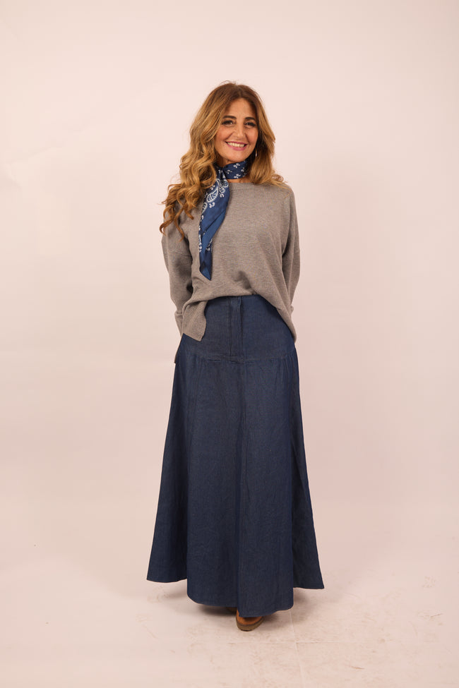 Maya Long Denim Skirt