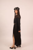 Jasmine Black Maxi Dress with Gold Buckle – Modern Elegance