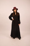 Noor Embroidered Maxi Dress – Black/Beige