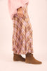 Maya Modest Pleated Maxi Skirt in Geometric Pink & Taupe