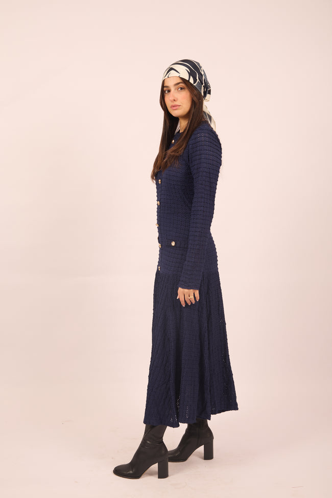 Diane Dress – Navy Textured Maxi Dress