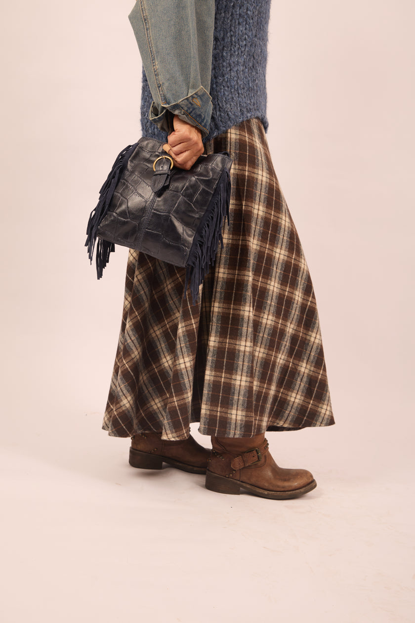 Sonia Long Flannel Plaid Skirt