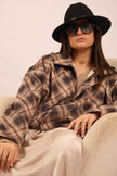 Miranda Oversized Plaid Jacket – Chocolate & Beige Tones