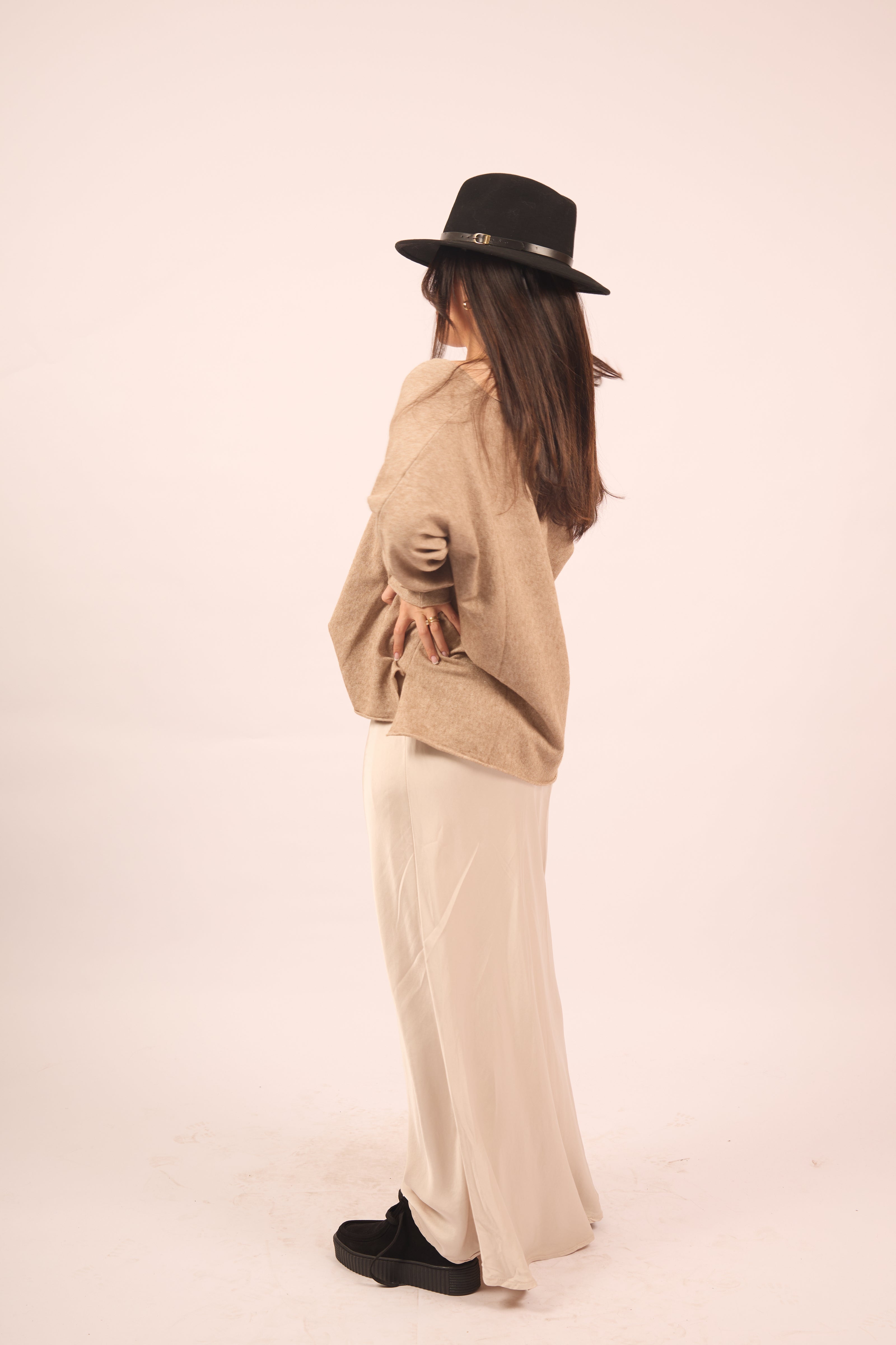 Amanda Camel V-Neck Soft Knit Top