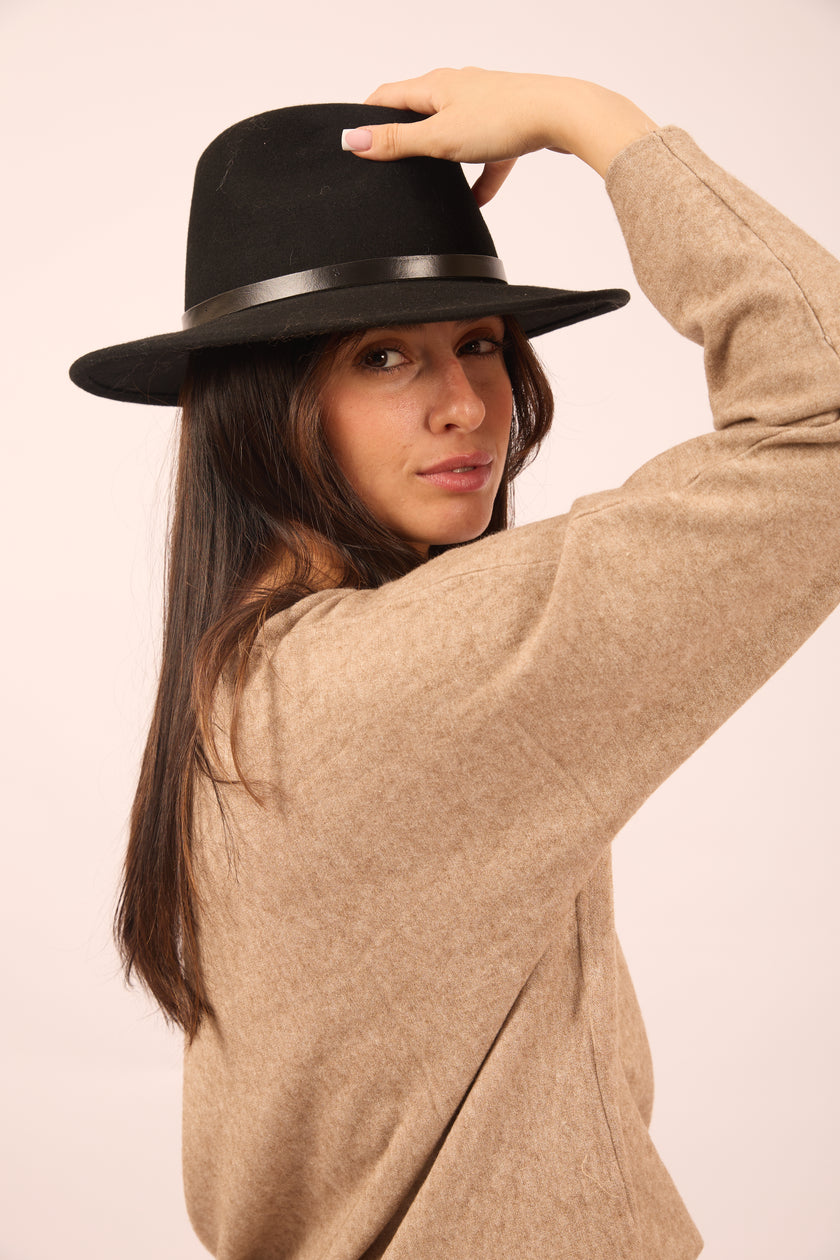 Amanda Camel V-Neck Soft Knit Top