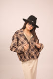 Miranda Oversized Plaid Jacket – Chocolate & Beige Tones