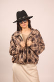 Miranda Oversized Plaid Jacket – Chocolate & Beige Tones