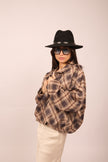 Miranda Oversized Plaid Jacket – Chocolate & Beige Tones