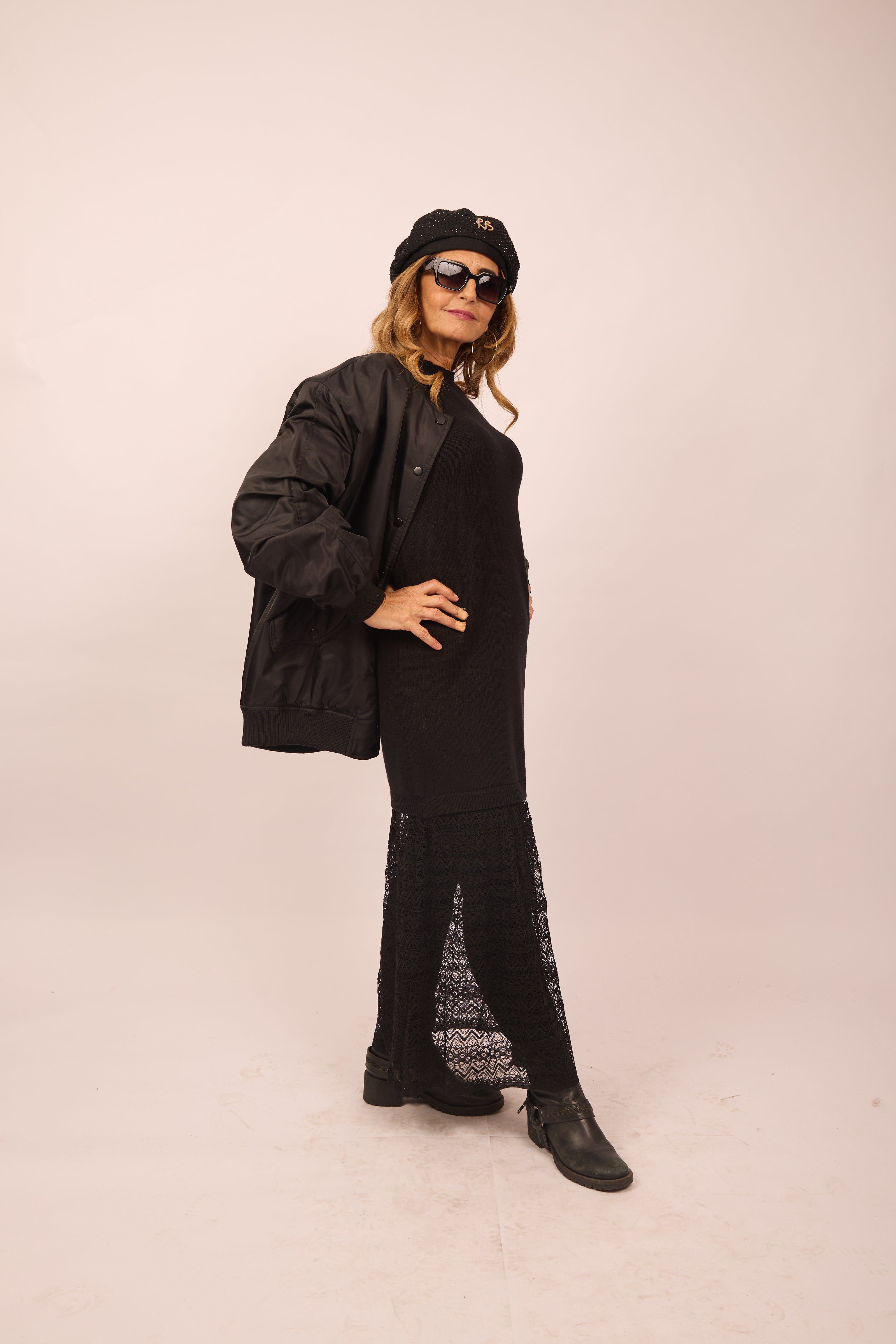 Malia Knit Dress with Lace Hem